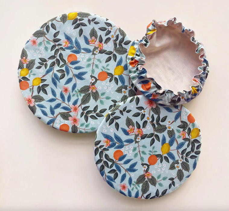 Light Blue Citrus Bowl Cover Set: 1 Full Set (XS + S + M + L + XL)