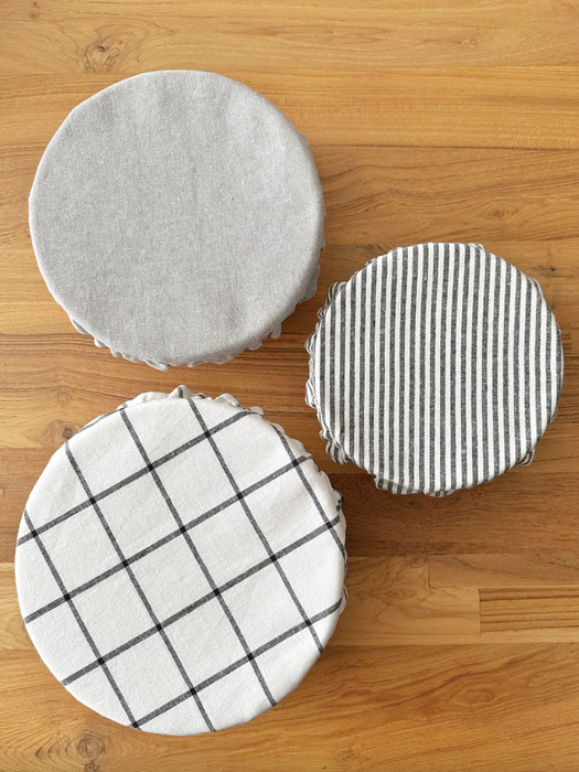 Mix Black Farmhouse Patterned Bowl Cover Set: 1 Full Set (XS + S + M + L + XL)